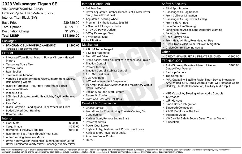 Certified 2023 Volkswagen Tiguan SE w/ Panoramic Sunroof Package FWD image 8