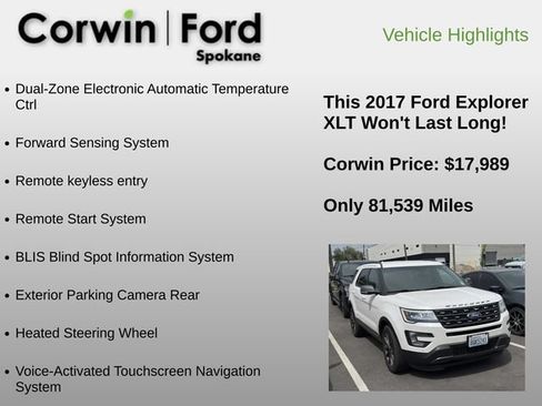 Used 2017 Ford Explorer XLT w/ Equipment Group 202A AWD/4WD image 6