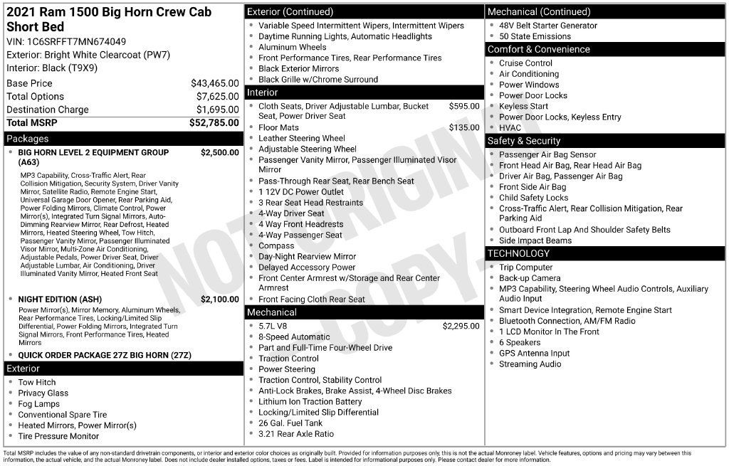 Used 2021 RAM 1500 Big Horn AWD/4WD image 1