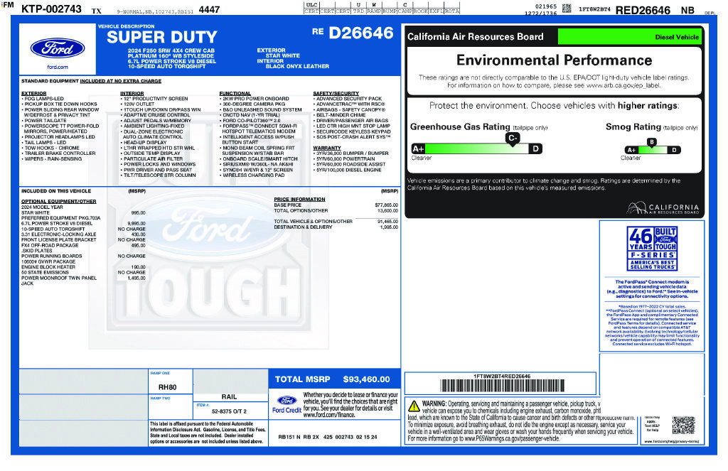 Used 2024 Ford F250 Platinum w/ FX4 Off-Road Package AWD/4WD image 6