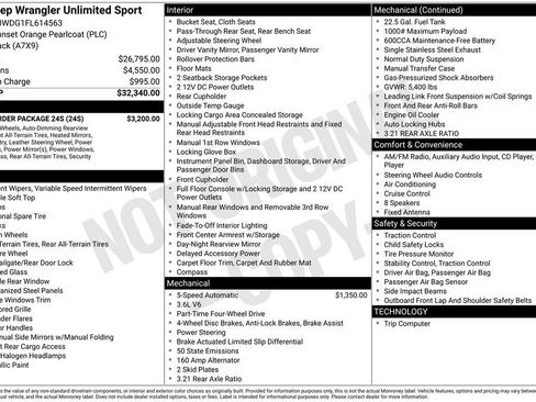 Used 2015 Jeep Wrangler Unlimited Sport w/ Quick Order Package 24S AWD/4WD image 7