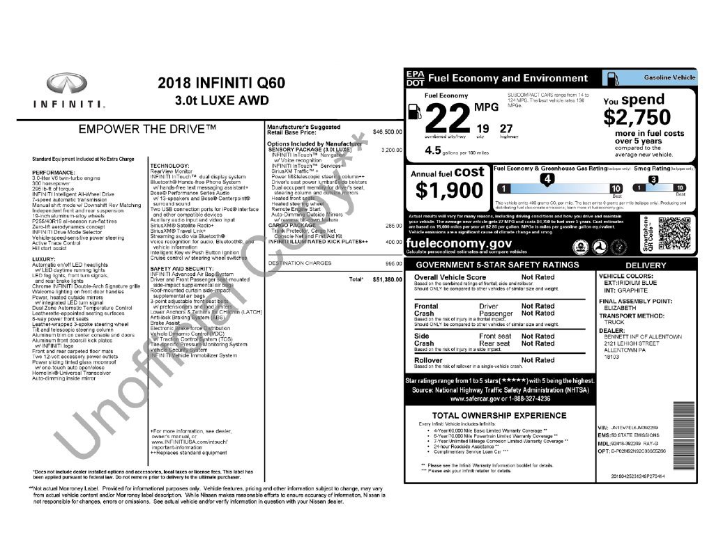 Used 2018 INFINITI Q60 3.0t Luxe w/ Sensory Package 3.0T Luxe AWD/4WD image 5