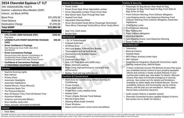 Used 2024 Chevrolet Equinox LT w/ LPO, Floor Liner Package AWD/4WD image 34