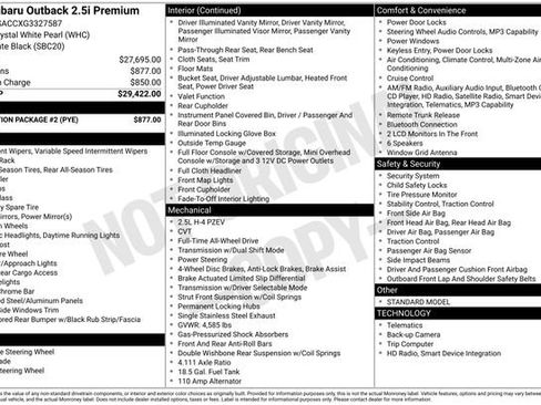 Used 2016 Subaru Outback 2.5i Premium w/ Protection Package #2 AWD/4WD image 12
