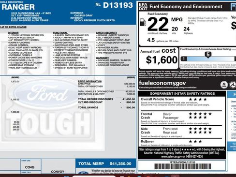 Used 2022 Ford Ranger XLT w/ Equipment Group 301A Mid AWD/4WD image 4