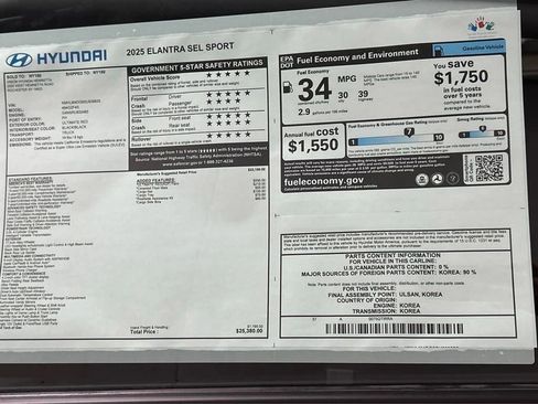 Certified 2025 Hyundai Elantra Sport FWD image 28