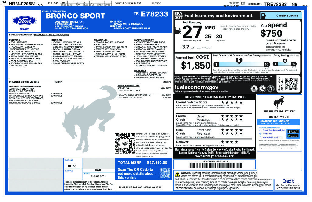 New 2026 Ford Bronco Sport Outer Banks AWD/4WD image 4