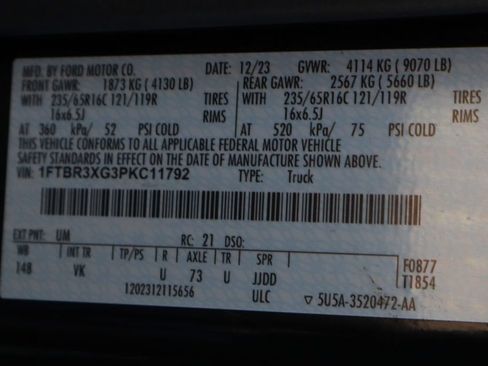 Used 2023 Ford Transit 250 148 High Roof Extended w/ Load Area Protection Package RWD image 47