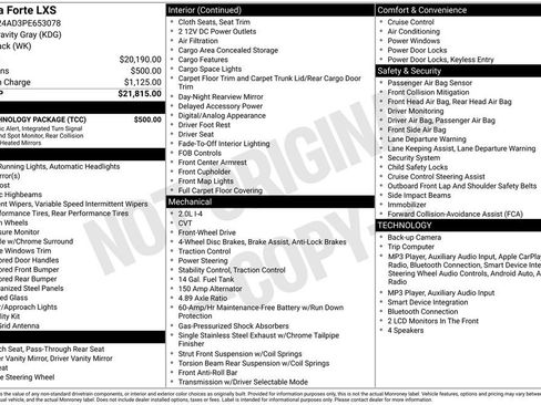 Used 2023 Kia Forte LXS w/ LXS Technology Package FWD image 6