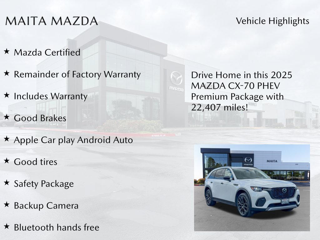 Certified 2025 MAZDA CX-70 Plug-In Hybrid w/ Premium Pkg AWD/4WD image 7