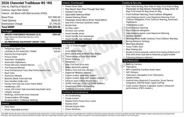 Used 2026 Chevrolet TrailBlazer RS w/ Driver Confidence Package FWD image 42
