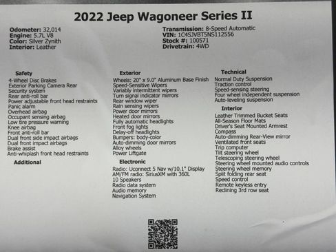 Used 2022 Jeep Wagoneer Series II AWD/4WD image 49