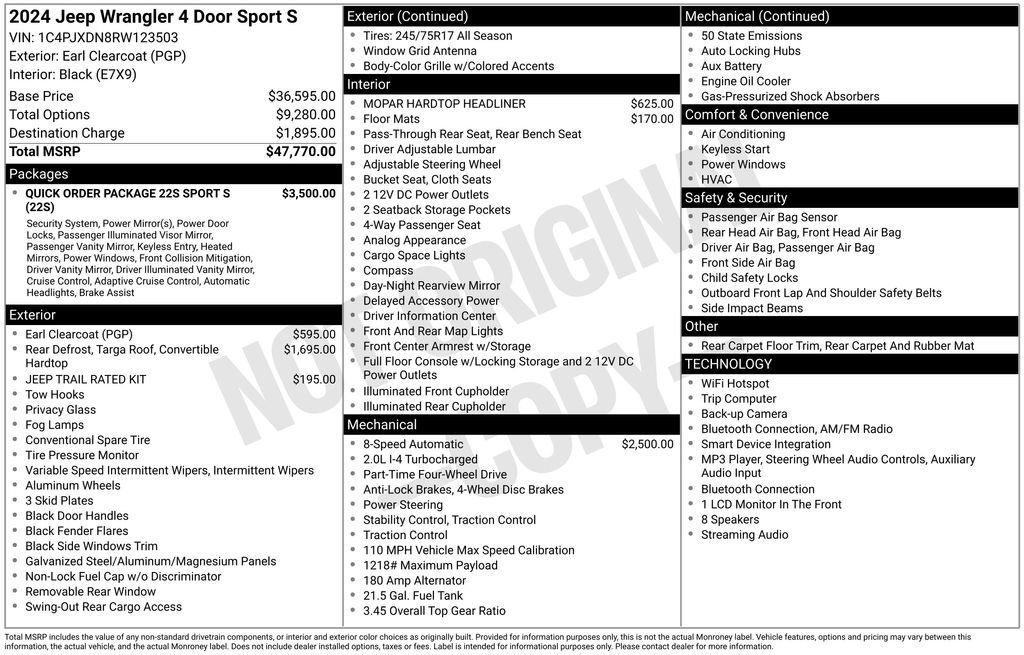 Used 2024 Jeep Wrangler Unlimited Sport AWD/4WD image 6