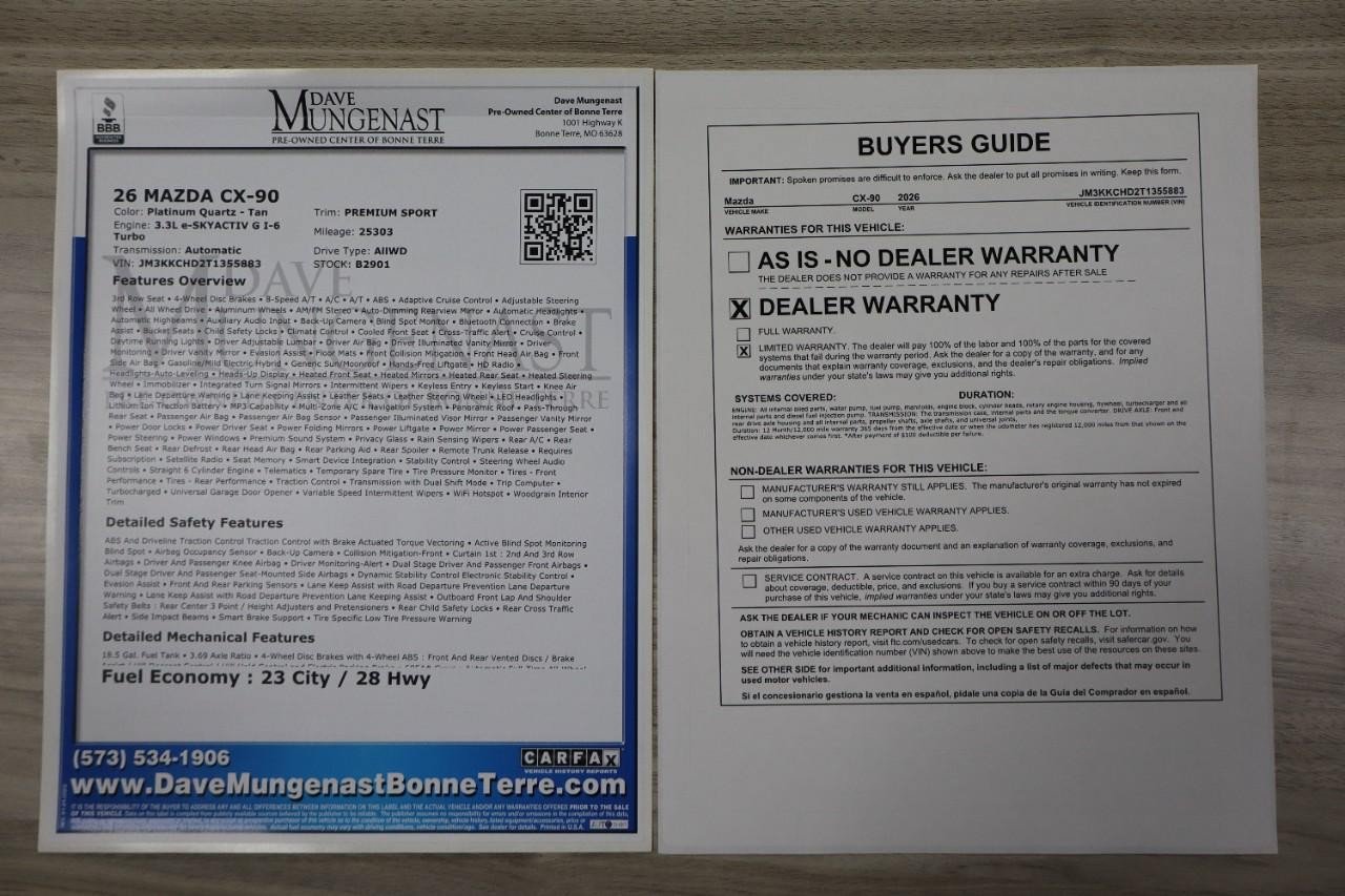Used 2026 MAZDA CX-90 3.3 Turbo w/ Premium Sport Pkg AWD/4WD image 32