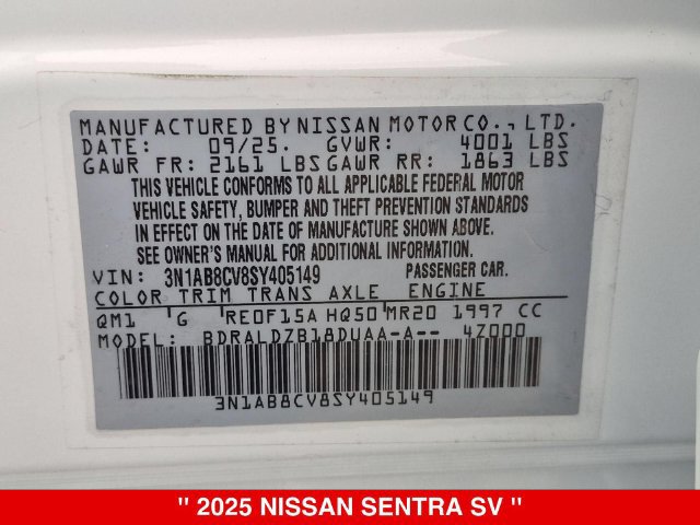Certified 2025 Nissan Sentra SV w/ All-Weather Package FWD image 40