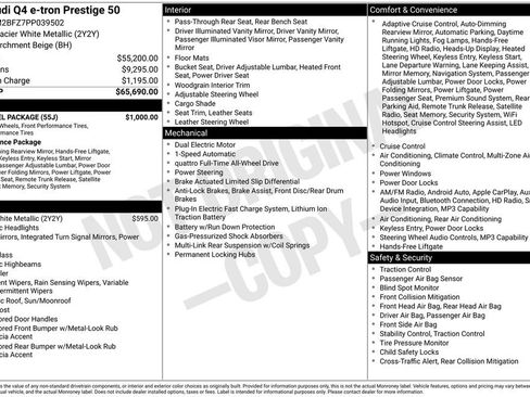 Used 2023 Audi Q4 e-tron Prestige w/ 20" Wheel Package image 1