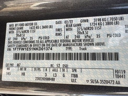 Used 2022 Ford F150 Lariat w/ Equipment Group 502A High AWD/4WD image 36