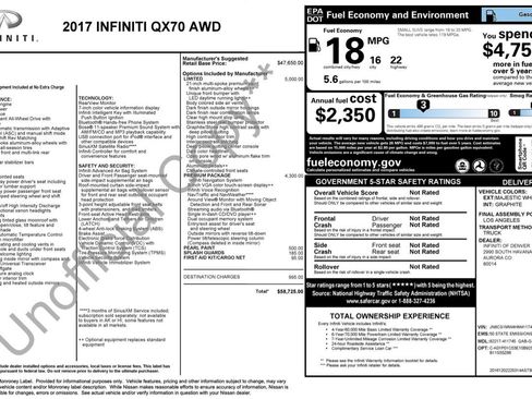 Used 2017 INFINITI QX70 AWD w/ Limited Package image 2