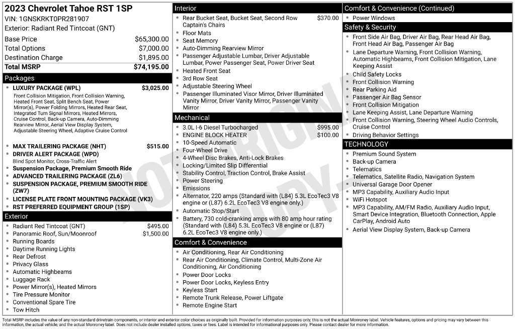 Used 2023 Chevrolet Tahoe RST w/ Luxury Package AWD/4WD image 4