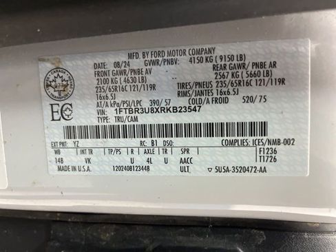 Used 2024 Ford Transit 250 148 High Roof Extended AWD w/ Load Area Protection Package image 31