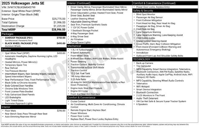 Used 2025 Volkswagen Jetta SE w/ Sunroof Package FWD image 16