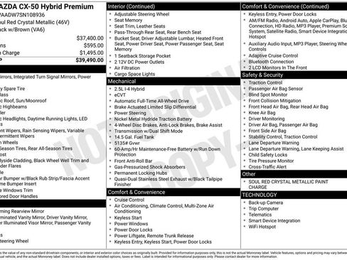 Certified 2025 MAZDA CX-50 AWD 2.5 Hybrid w/ Premium Pkg image 38