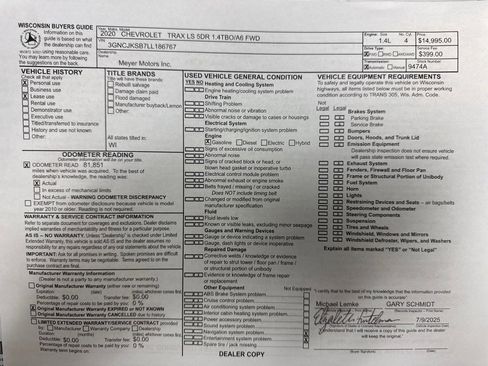 Used 2020 Chevrolet Trax LS w/ Tint and Cruise Package image 26