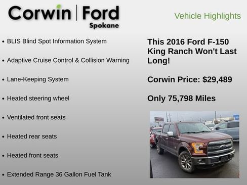Used 2016 Ford F150 King Ranch w/ Equipment Group 601A Luxury image 11