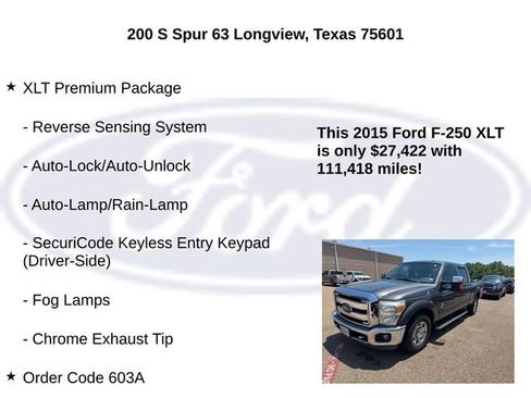 Used 2015 Ford F250 XLT w/ XLT Premium Package RWD image 10