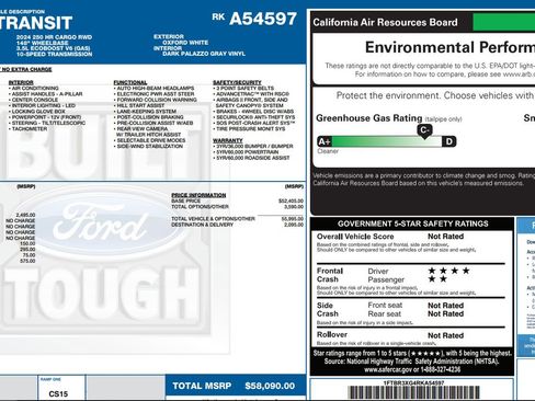 Used 2024 Ford Transit 250 148 High Roof Extended w/ Load Area Protection Package RWD image 9