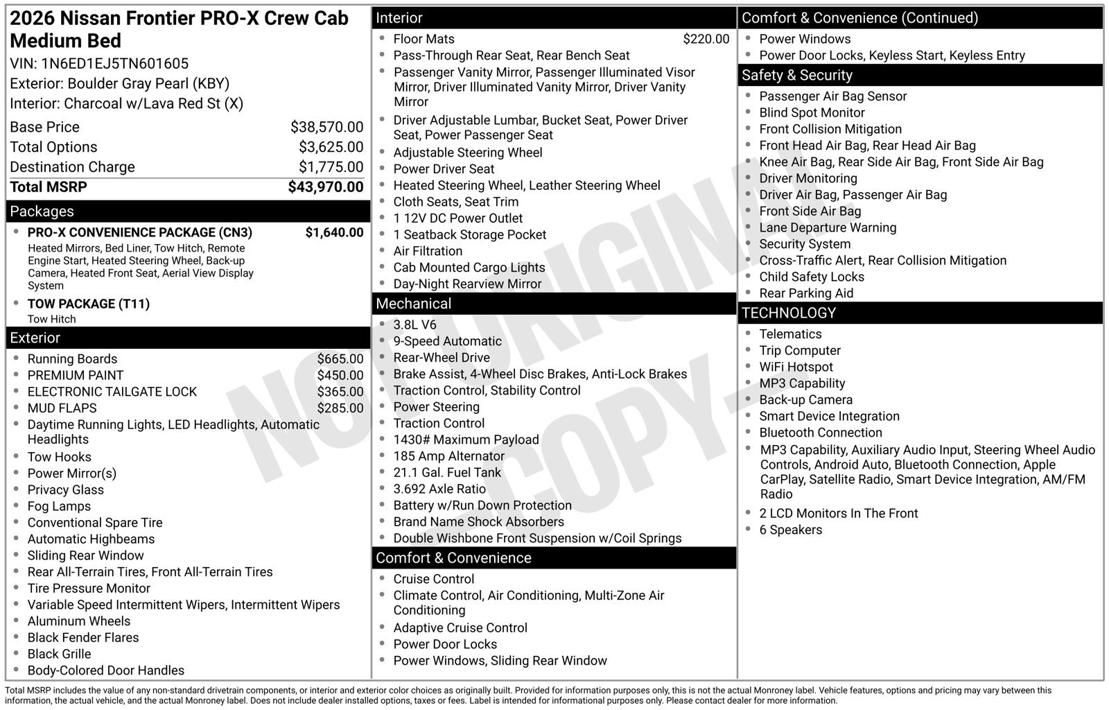 Used 2026 Nissan Frontier Pro-X w/ Pro-X Convenience Package RWD image 2