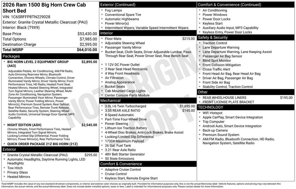 New 2026 RAM 1500 Big Horn AWD/4WD image 10