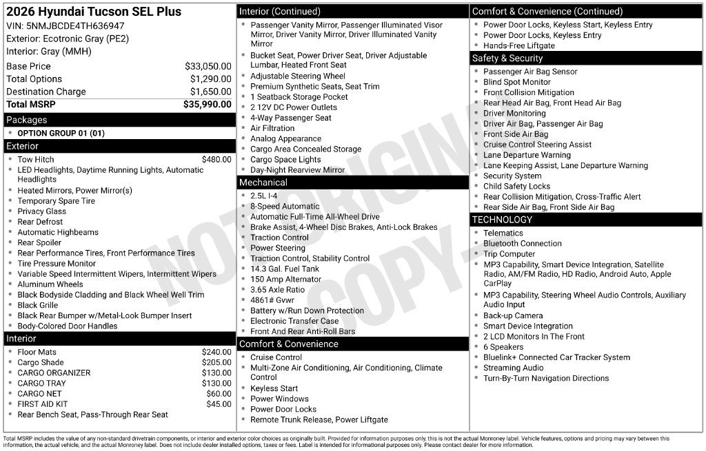 New 2026 Hyundai Tucson SEL AWD/4WD image 35