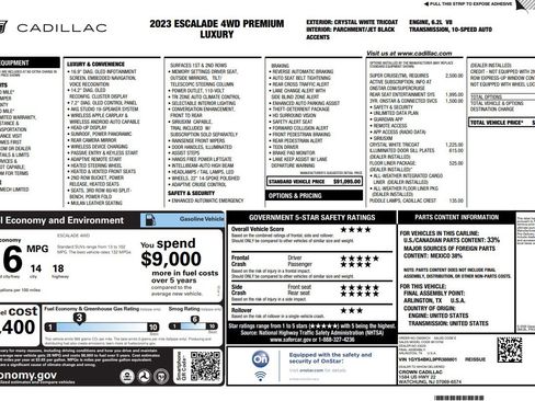 Used 2023 Cadillac Escalade Premium Luxury w/ LPO, Floor Liner Package AWD/4WD image 2