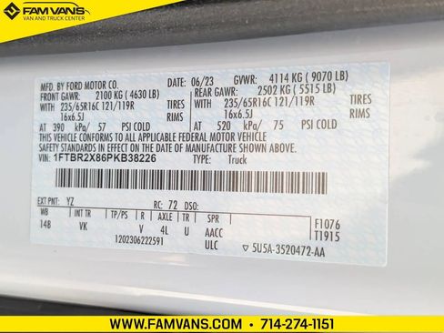 Used 2023 Ford Transit 250 148 High Roof AWD w/ Load Area Protection Package image 21