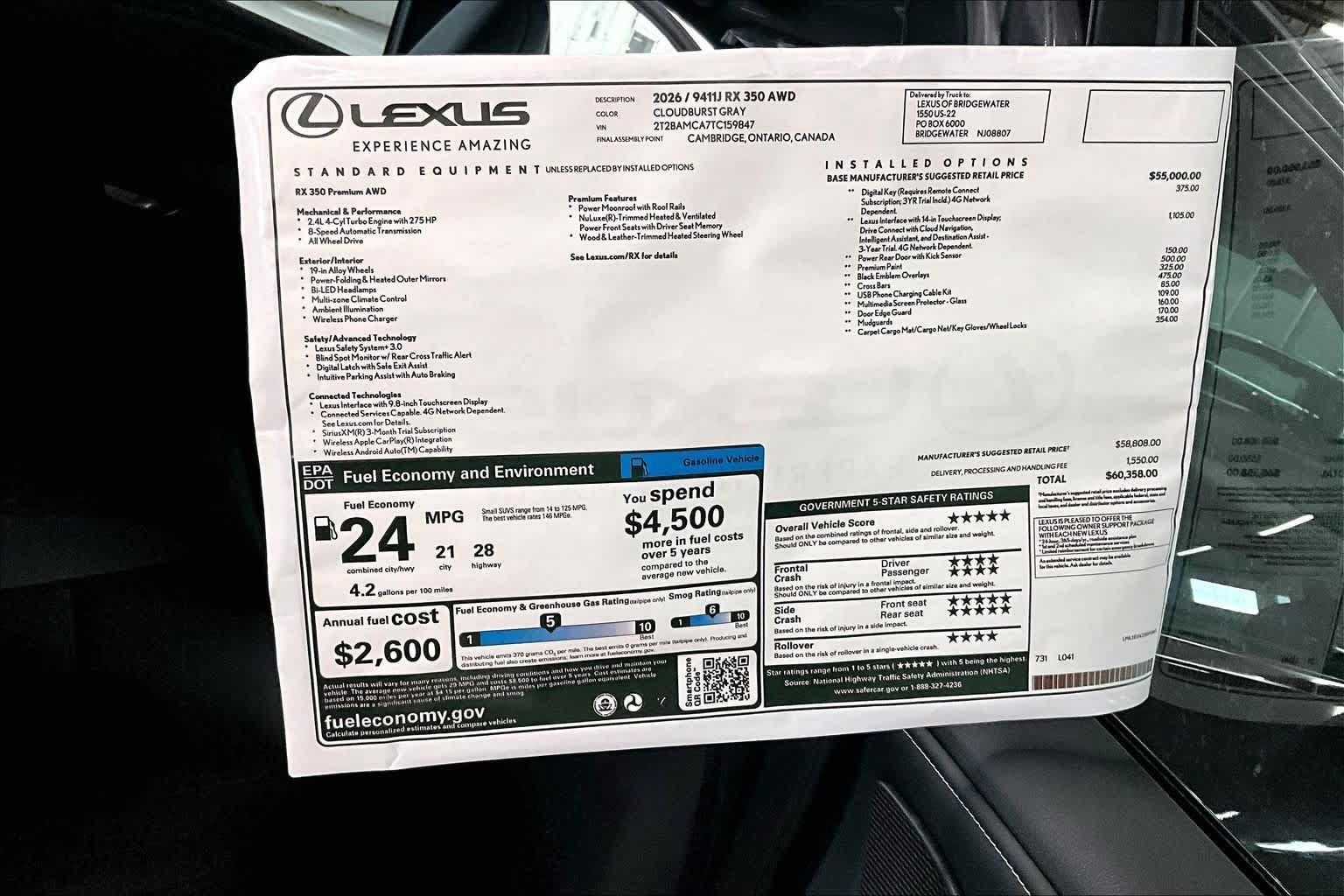 New 2026 Lexus RX 350 Premium w/ Accessory Package (Z1) AWD/4WD image 13