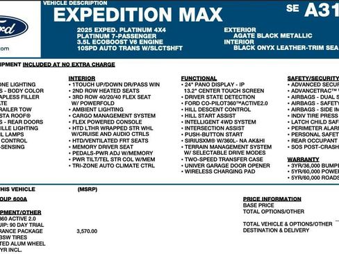 Used 2025 Ford Expedition Max Platinum w/ Stealth Appearance Package AWD/4WD image 2