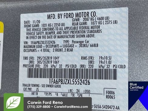 Certified 2020 Ford Mustang Shelby GT350 w/ Technology Package RWD image 35