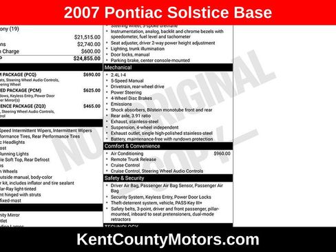 Used 2007 Pontiac Solstice Convertible w/ Premium Package RWD image 1