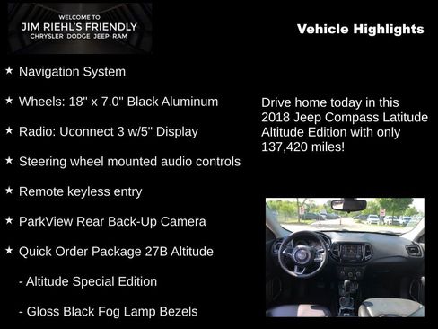 Used 2018 Jeep Compass Latitude AWD/4WD image 5