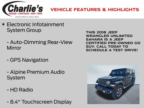 Certified 2018 Jeep Wrangler Unlimited Sahara image 13