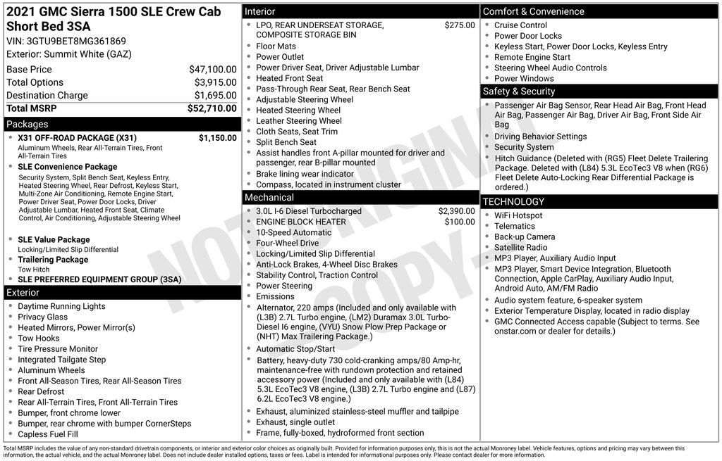 Used 2021 GMC Sierra 1500 SLE w/ X31 Off-Road Package AWD/4WD image 8