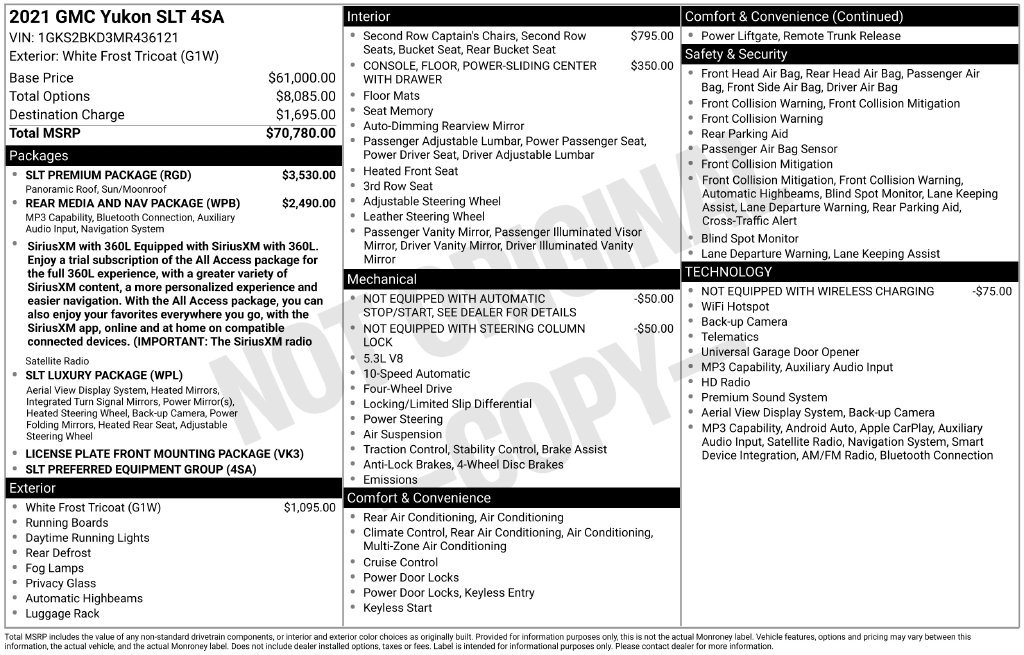 Used 2021 GMC Yukon SLT w/ SLT Premium Package AWD/4WD image 28