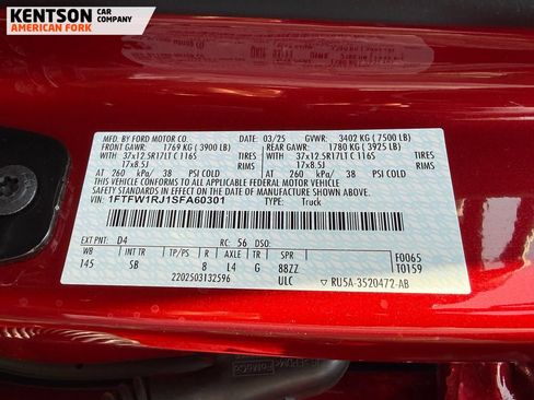 Used 2025 Ford F150 Raptor w/ Equipment Group 803A Raptor R AWD/4WD image 47
