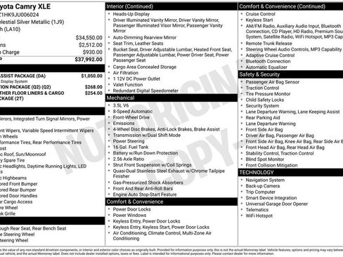 Used 2018 Toyota Camry XLE w/ Driver Assist Package FWD image 37