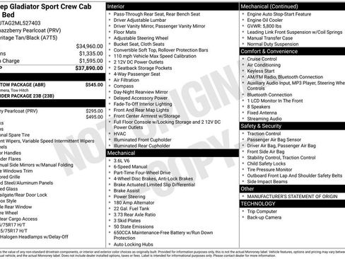 Used 2021 Jeep Gladiator Sport w/ Trailer Tow Package AWD/4WD image 36
