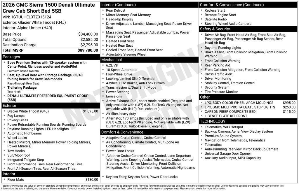 New 2026 GMC Sierra 1500 Denali Ultimate AWD/4WD image 46