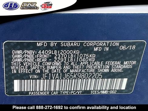 Used 2019 Subaru WRX Limited w/ Popular Package #3 (IZT) image 22