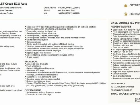 Used 2015 Chevrolet Cruze Eco image 22