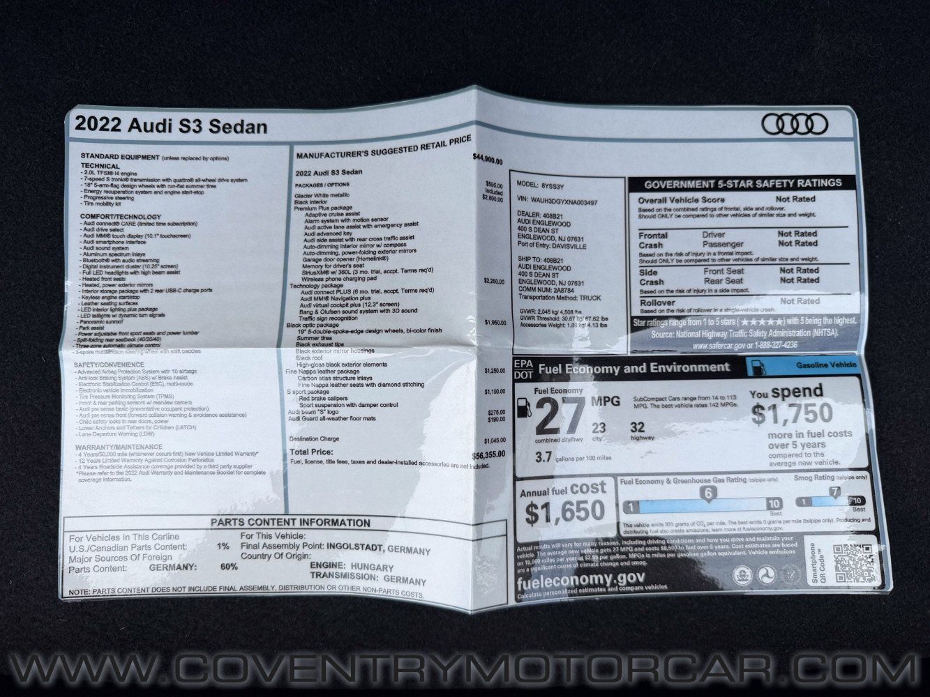Used 2022 Audi S3 Premium Plus w/ Premium Plus Package AWD/4WD image 19